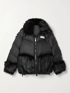 Nike x Sacai Black Loose-Fit Down Puffer Parka Coat
